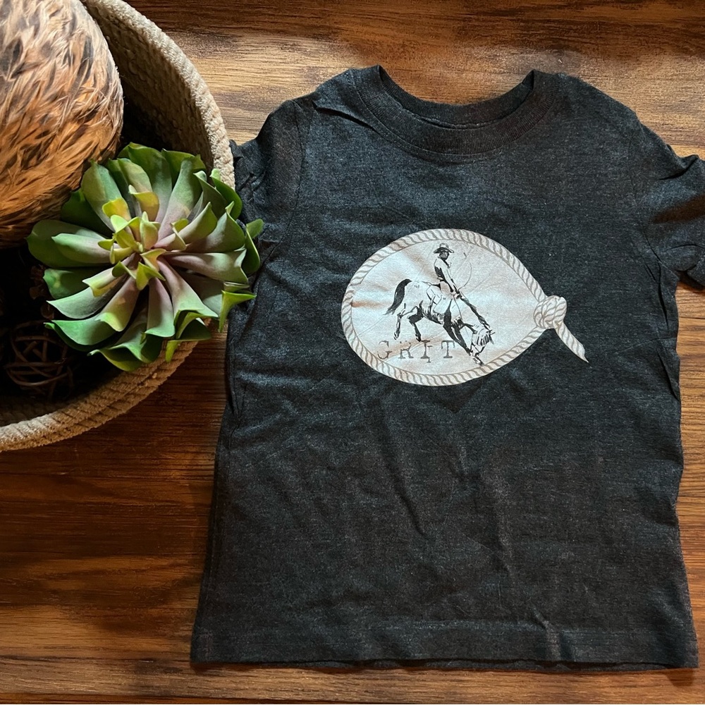 Kids Cowboy Graphic T-Shirt - Dark Grey
